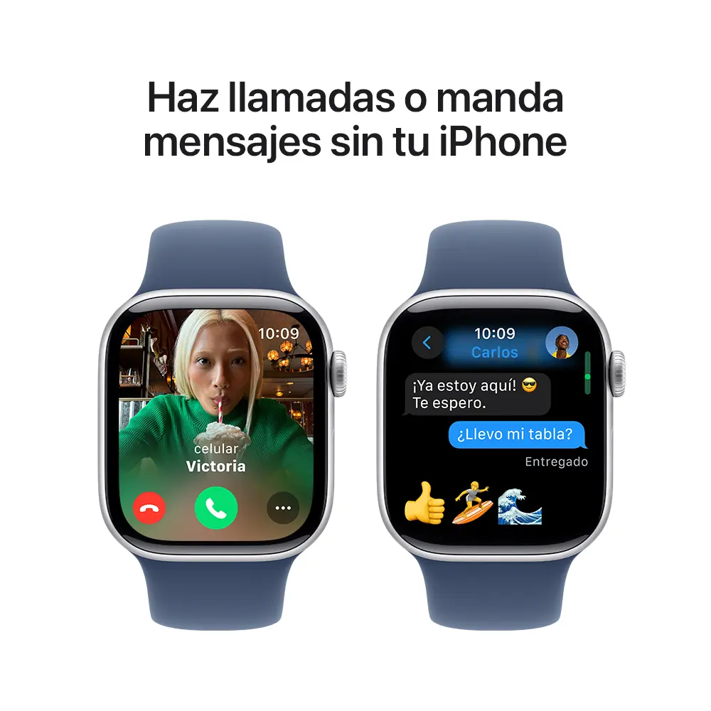 Apple Watch S10 (GPS) Caja de aluminio plata 42mm con correa deportiva azul denim