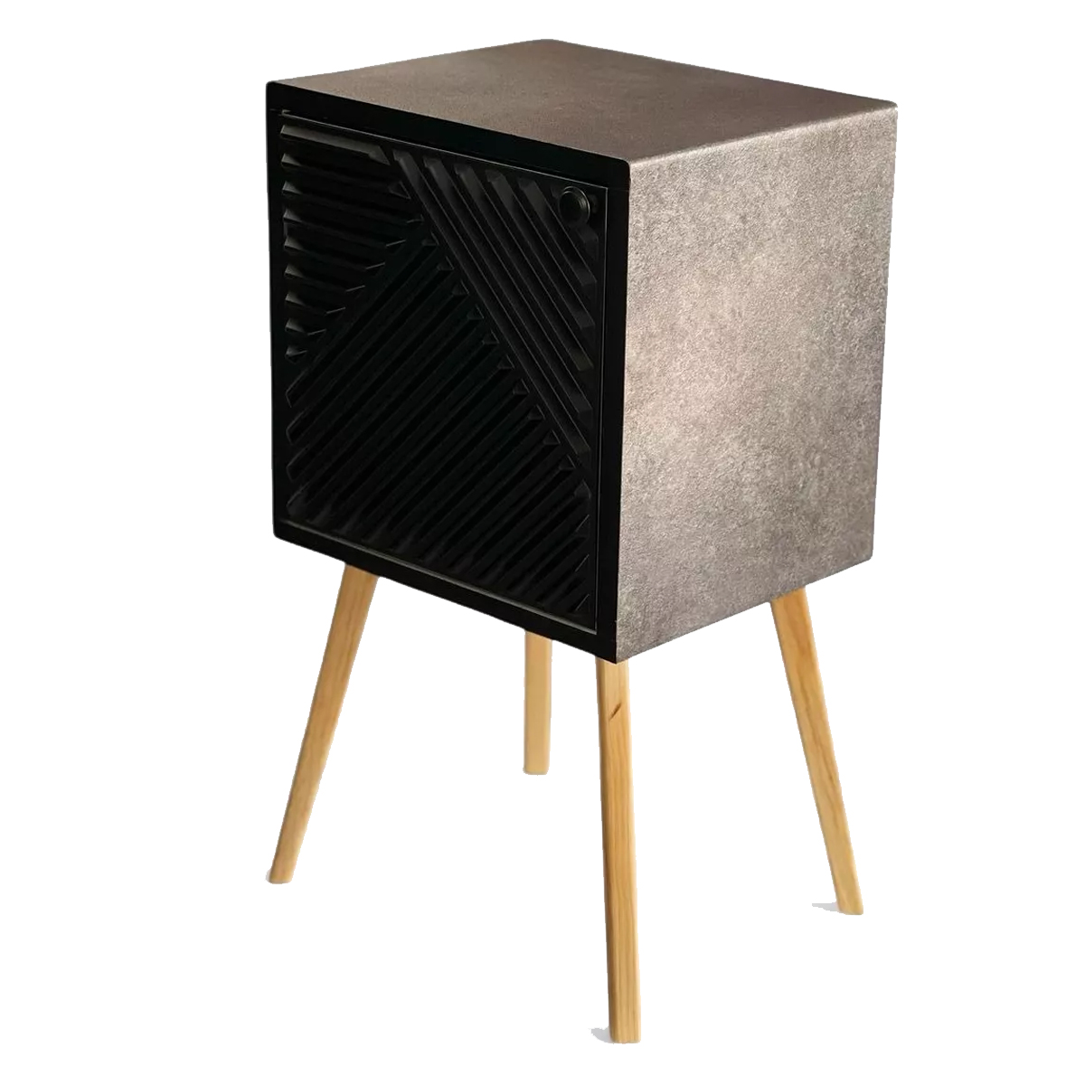 Buro Negro Mesa Noche Luz Led Mdf Recámara Organizador