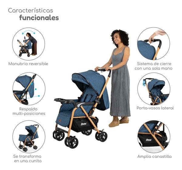 Carriola D Bebe Lal Plegable Reversible Con Portavasos azul
