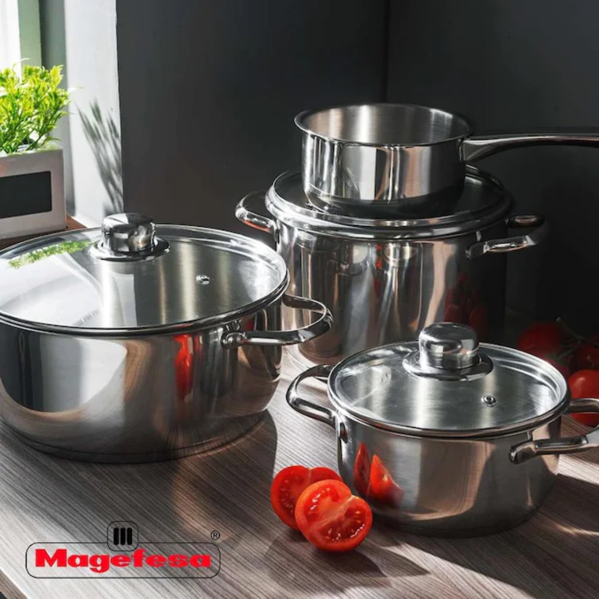 Bateria de Cocina Magefesa 01BXDUX007P DUX 7 Piezas Acero Inox, Inducción ENDY4