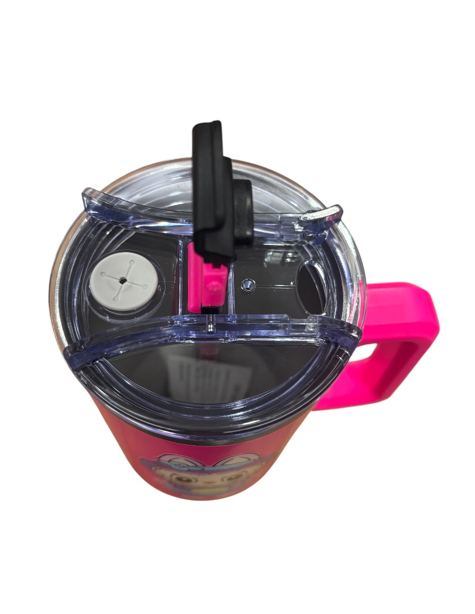 Termo de acero inoxidable Marca Macarena Brand color fucsia Labubu de 40 Oz