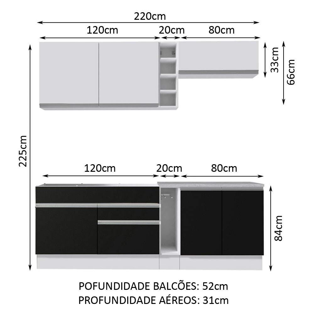 Cocina Integral Completa Modular Madesa Parma 220cm BN 04
