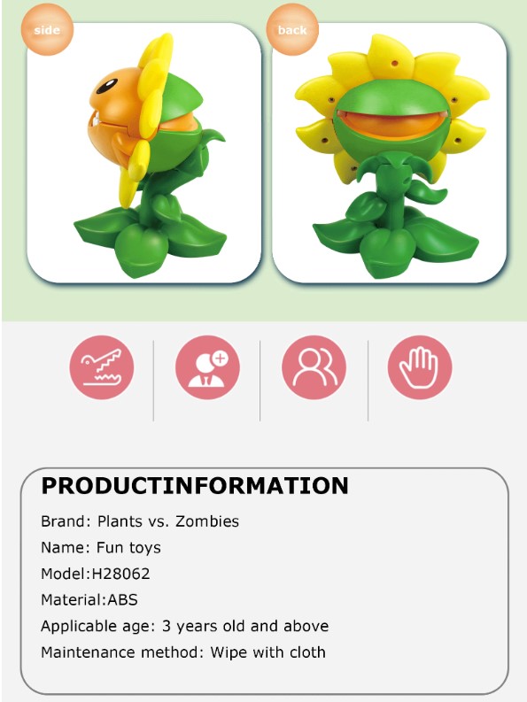 Figura Plants vs Zombies Girasol Sunflower Chomper Licencia Genuina Colección