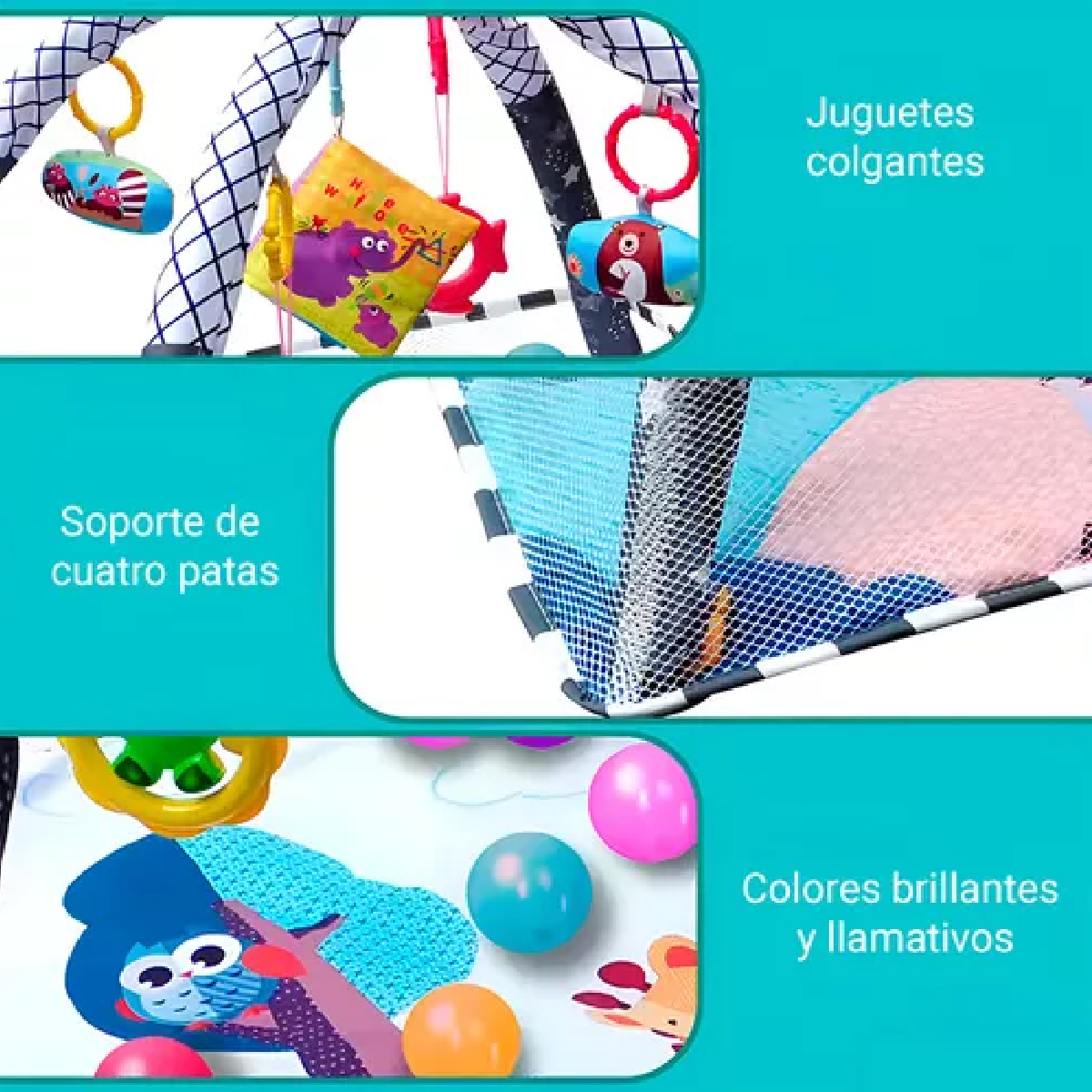 Gimnasio Pelotero Para Bebé Alfombra Con  Pelotas  5 Juguetes