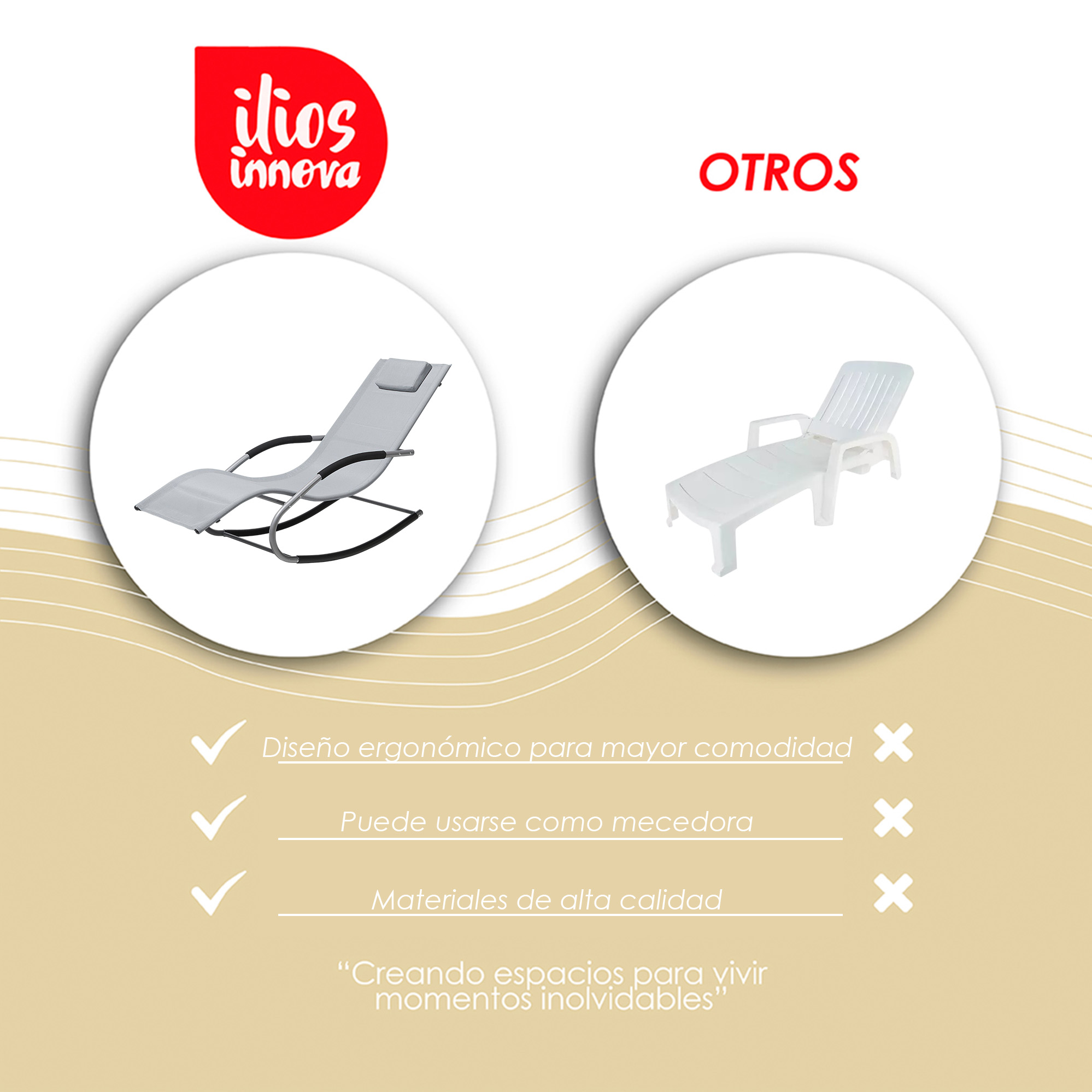 Ilios Innova | Camastro Mecedora de Jardín Reclinable Ergonómico