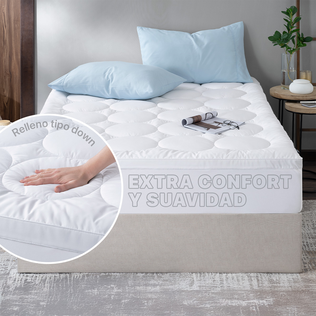 Cubre Colchón Acolchado Hipoalergénico Individual, Protector de Colchones Suave, Funda de Cama para Máxima Comodidad. REAL TEXTIL