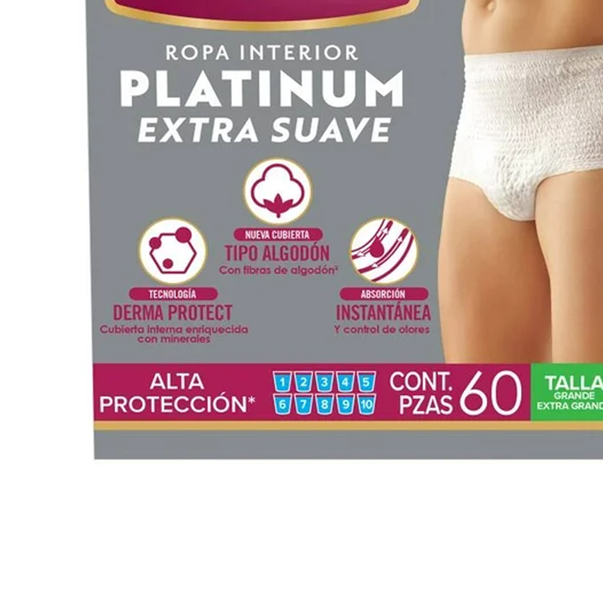 Ropa Interior Depend Platinum Extra Suave Unisex G-Xg 60pz