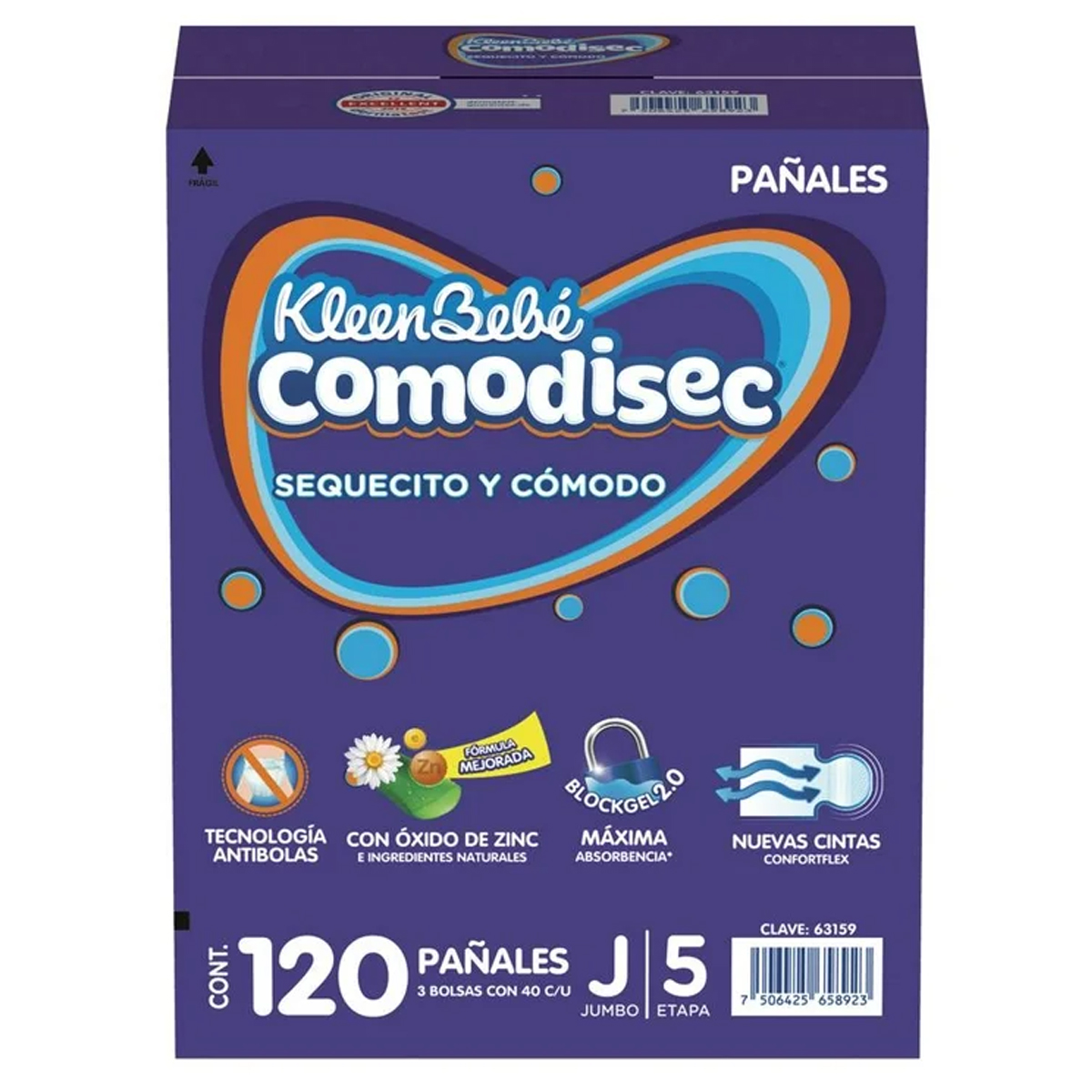 Pañal Kleen Bebé Comodisec Jumbo Etapa 5 120pz