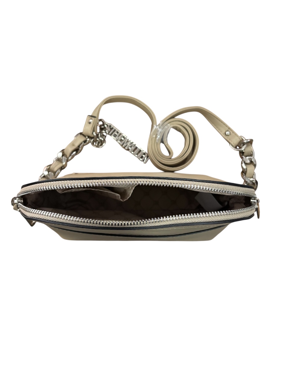 Bolsa Steve Madden Crossbody color beige, piel, con doble asa desmontable y ajustable