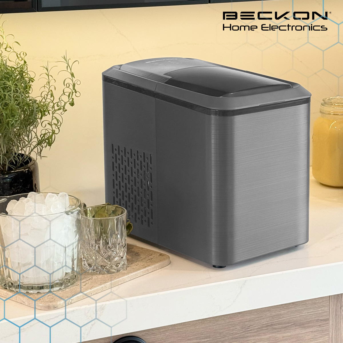Máquina para hacer hielos Ice machine Beckon automática de 12kg por día hielo de 2 tamaños tipo bala con canasta y pala 127v