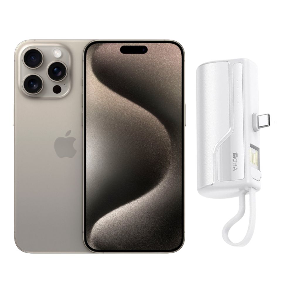 iPhone 15 Pro 128GB Natural CHIP  Reacondicionado + Mini Power Bank