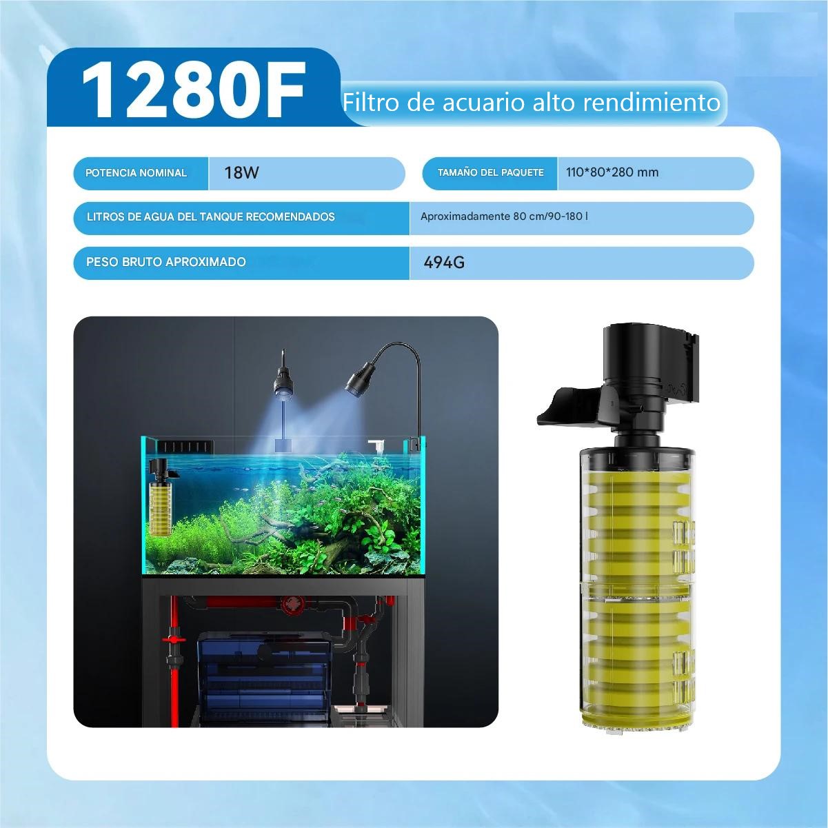 Filtro 2 esponja incorporado acuario reforzado bomba agua silenciosa circulación oxigenación poder