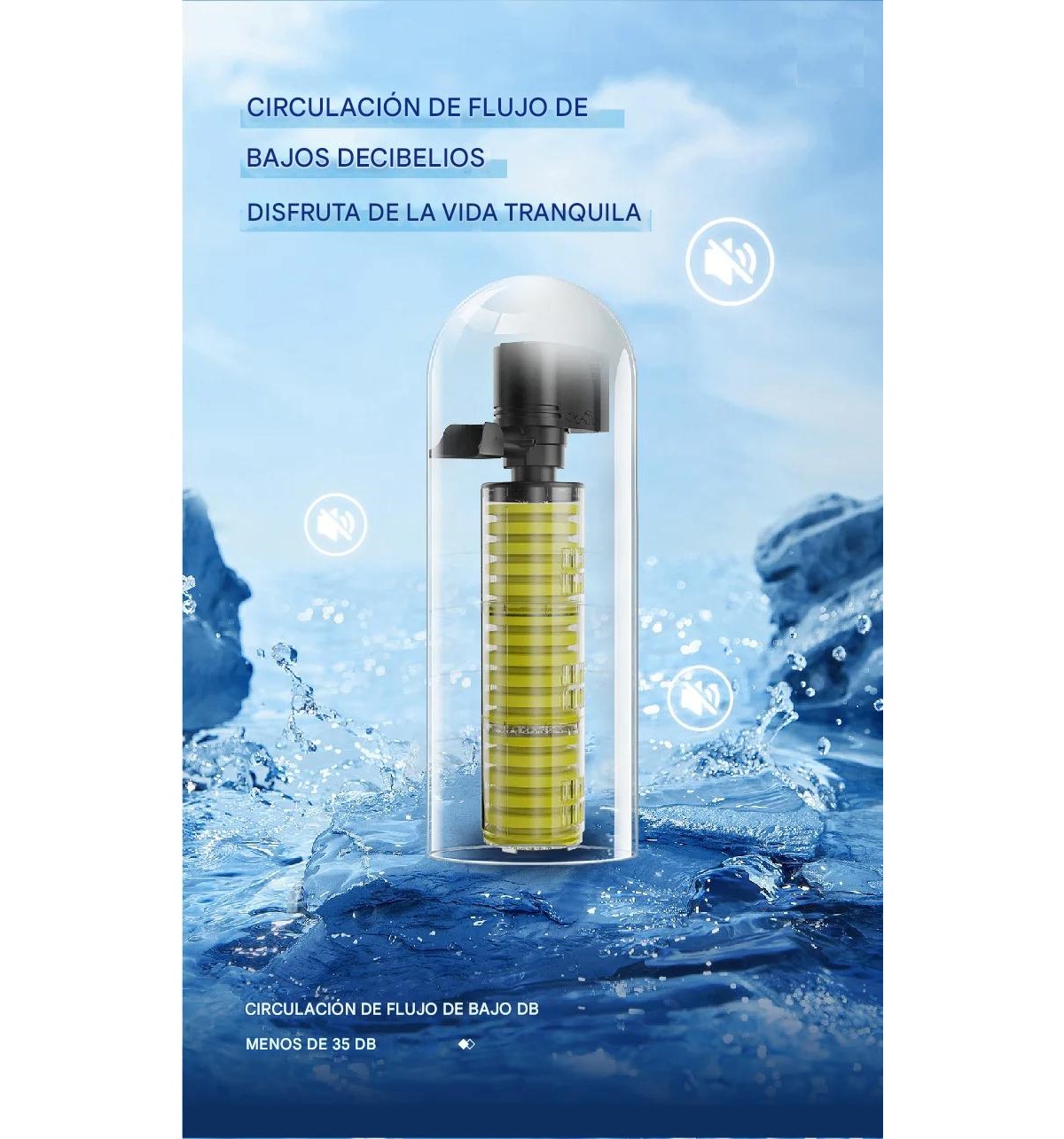 Filtro 2 esponja incorporado acuario reforzado bomba agua silenciosa circulación oxigenación poder