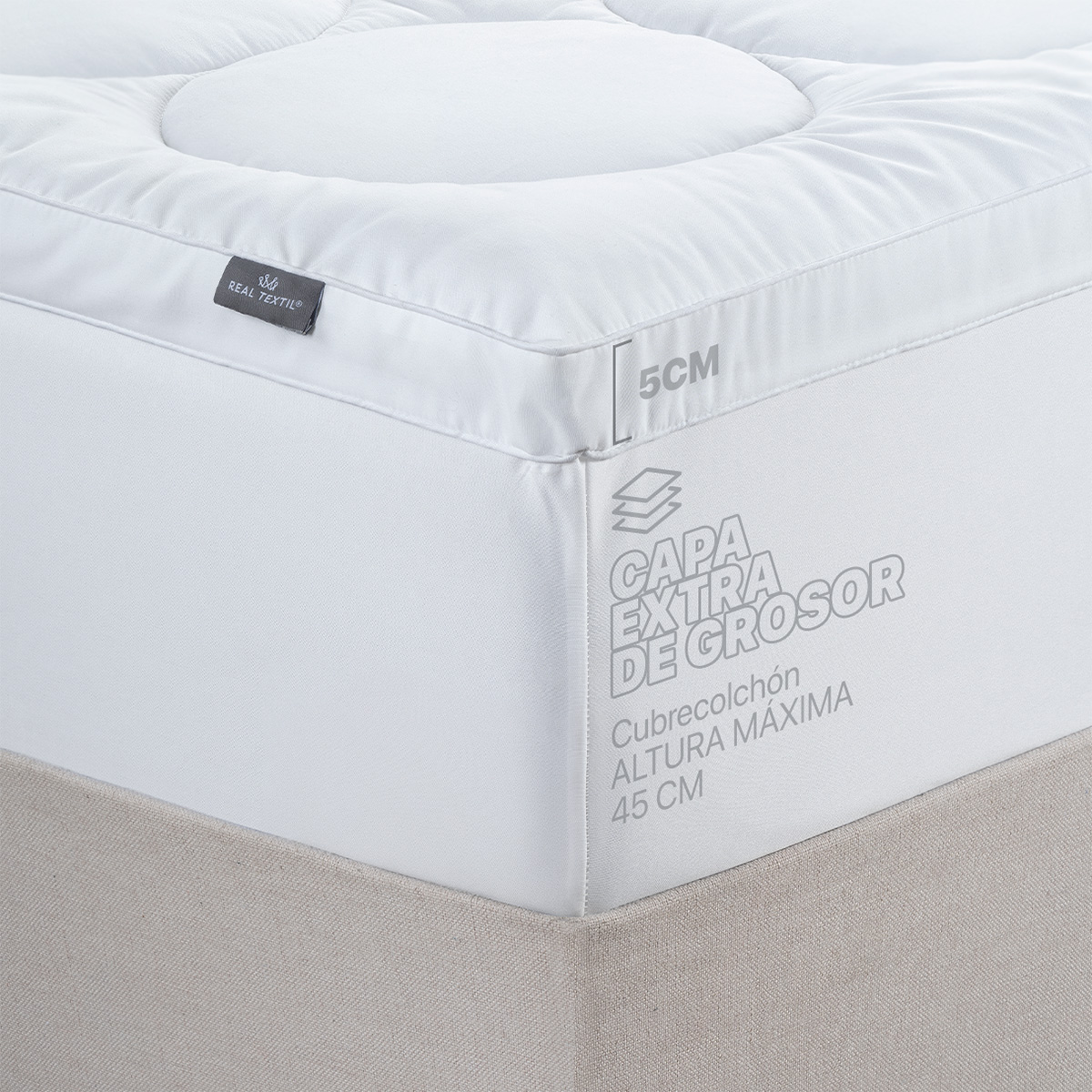 Cubre Colchón Acolchado Hipoalergénico Individual, Protector de Colchones Suave, Funda de Cama para Máxima Comodidad. REAL TEXTIL