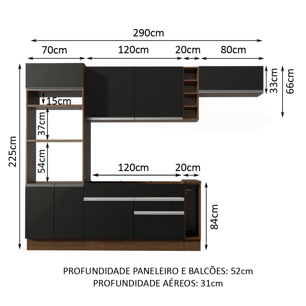 Cocina Integral Completa Modular Madesa Safira 290cm MN 04