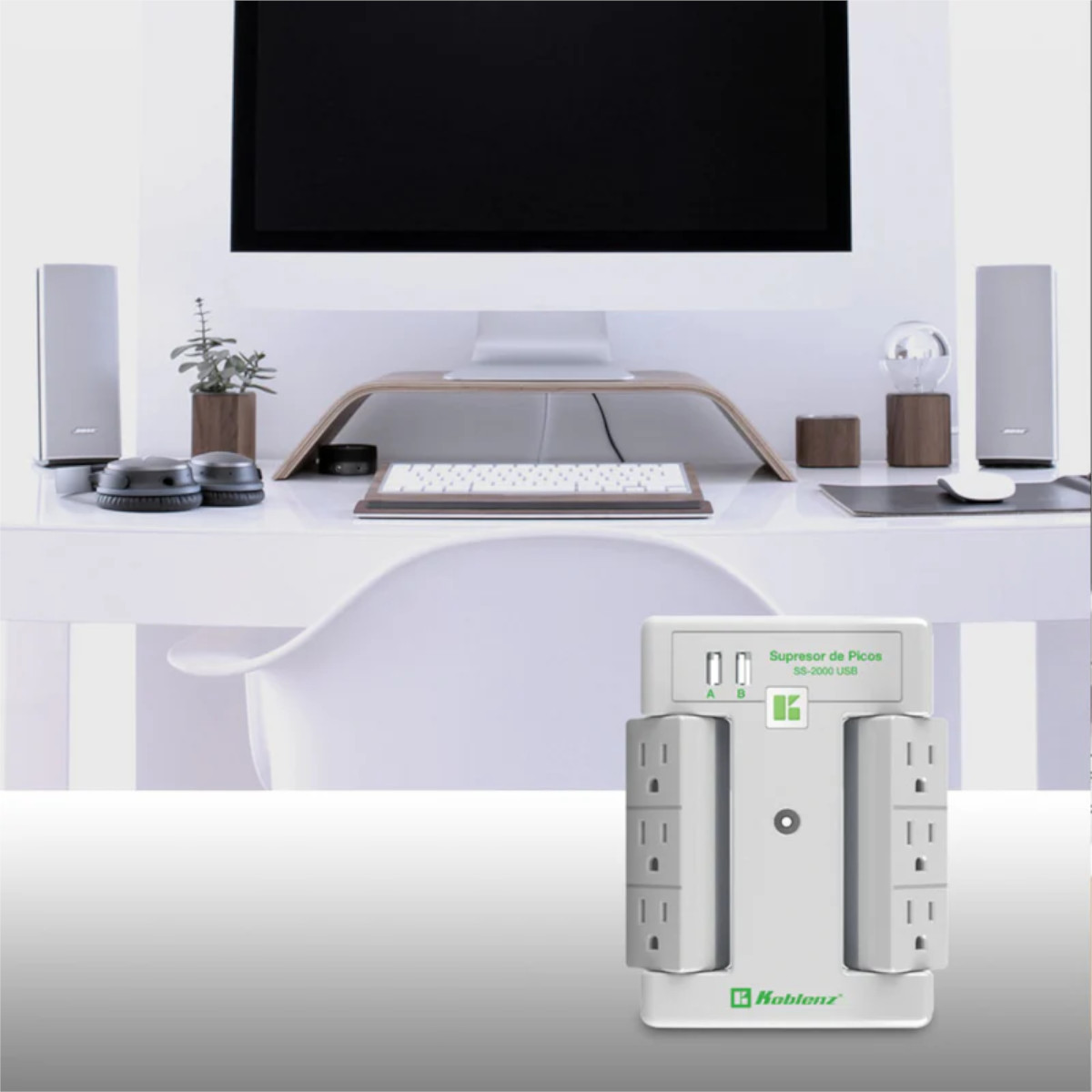 Supresor Picos Multicontacto KOBLENZ SS2000 6 contacto 2 USB