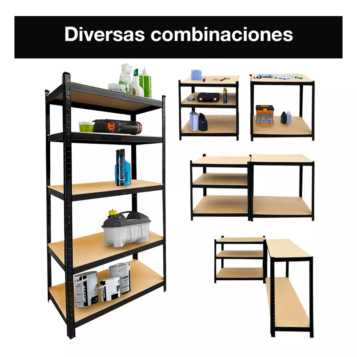 Estante Anaquel Organizador Metal 5 Niveles Hogar Oficina Color Negro
