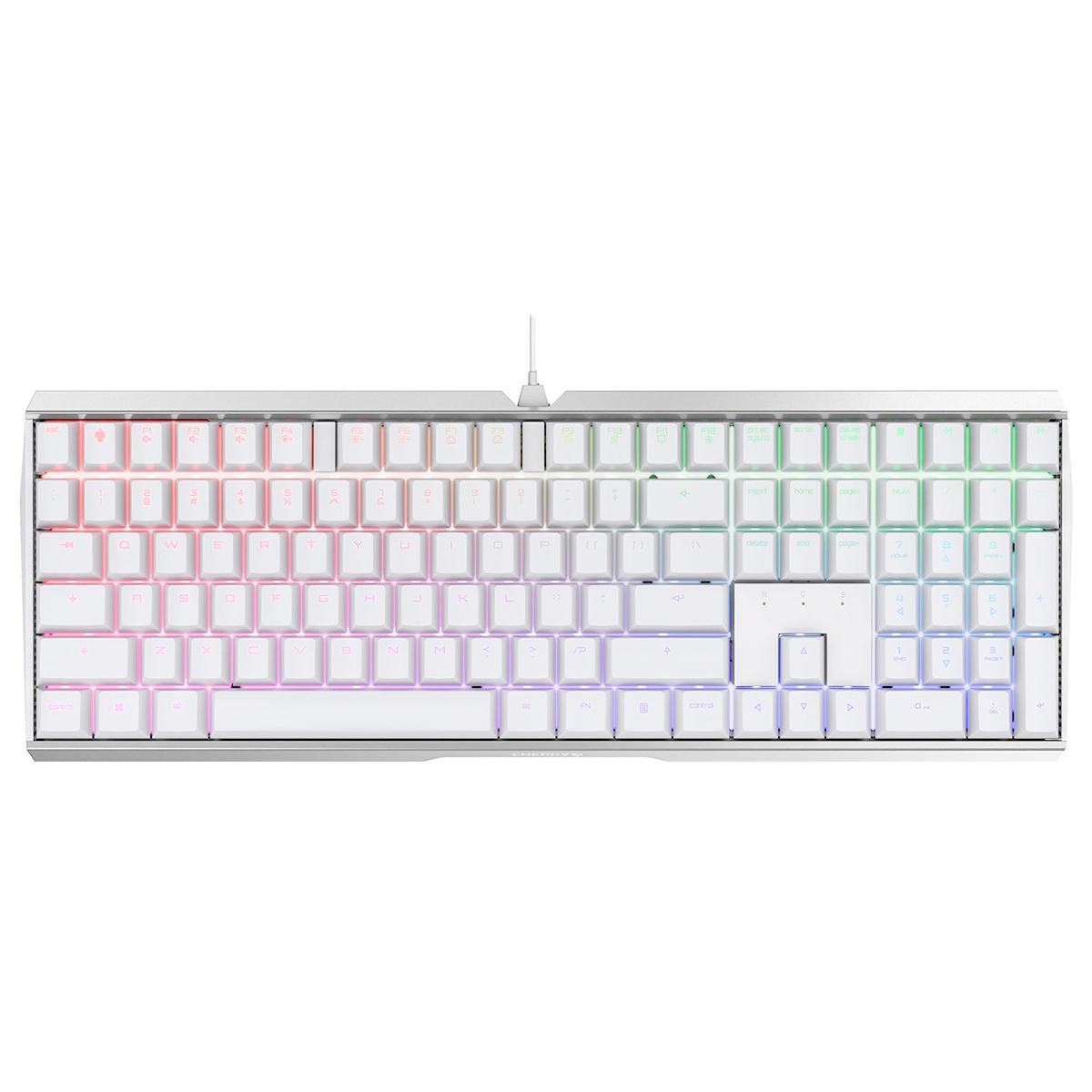 Teclado Gamer Cherry MX 3.0S Alámbrico RGB Blanco con Interruptores Switchs Azules (Reacondicionado)