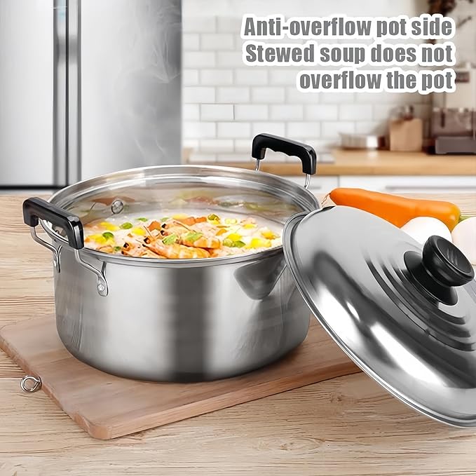 Batería De Cocina Acero inoxidable Sartenes Y Ollas Soperas Con Tapa 6 Pcs