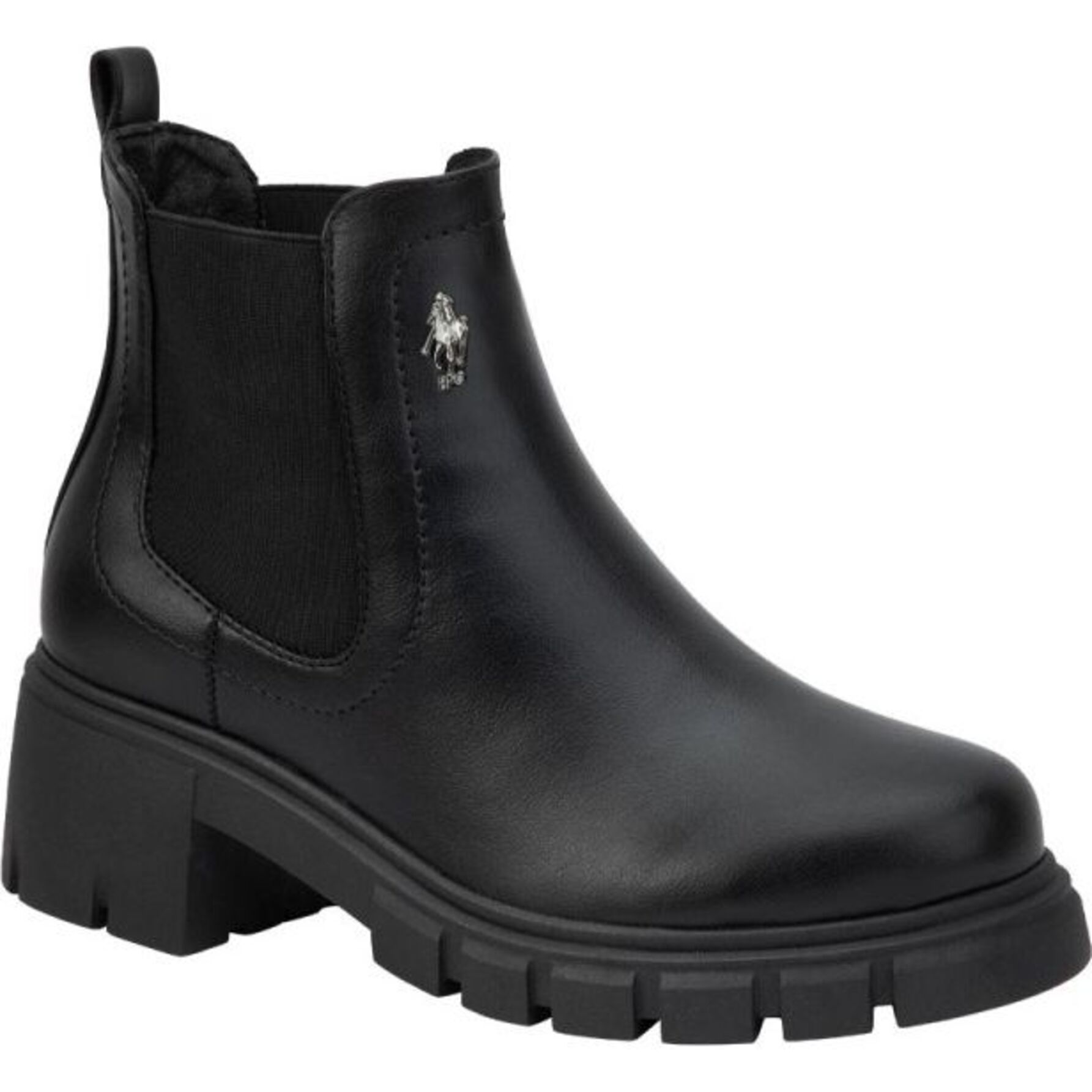 Botas para mujer, tipo Chelsea, con suela track, acabado napa, marca HPC Polo, color negro, mod. 1056307