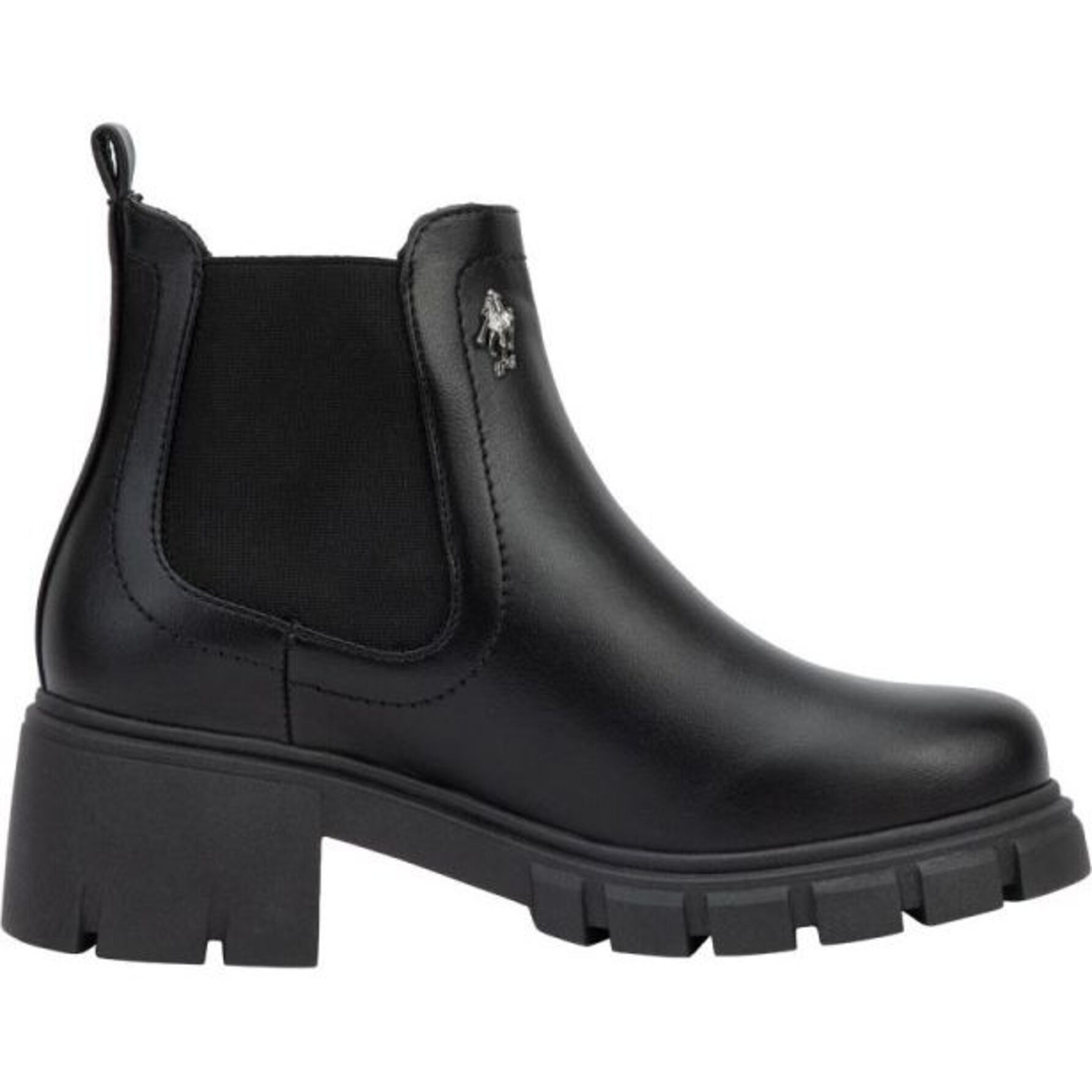 Botas para mujer, tipo Chelsea, con suela track, acabado napa, marca HPC Polo, color negro, mod. 1056307
