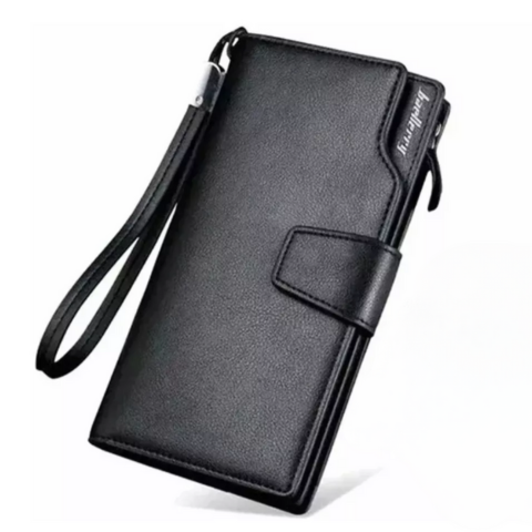 Cartera De Lujo Para Caballero/Dama Con Tarjetero Y Porta Celular Negra