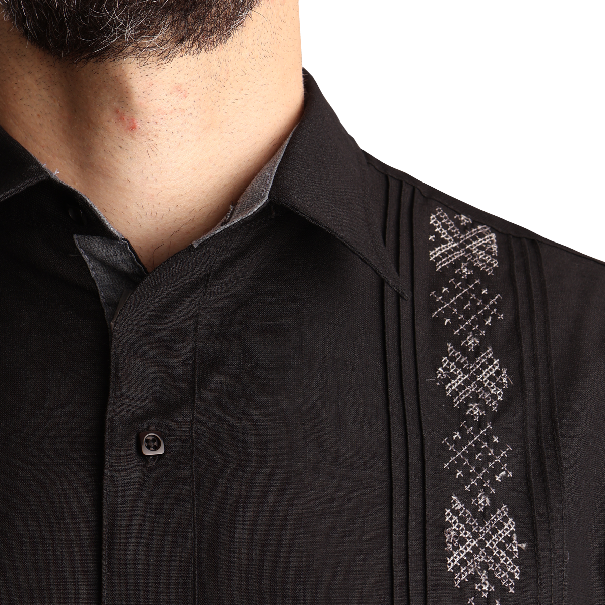 Camisa Guayabera Manga Larga Corte Clásico Bordado Para Hombre