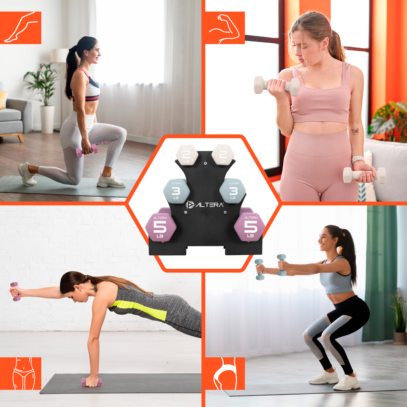 Mancuernas 20 Libras Altera Set De 6 Pesas Para Ejercicio