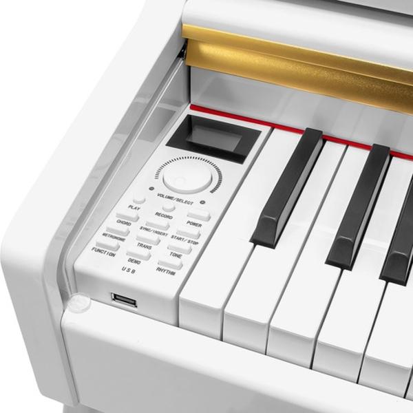 Piano Teclado Electrico 88 Teclas Digital 15v 3a 900 Ritmos Blanco Audiotek
