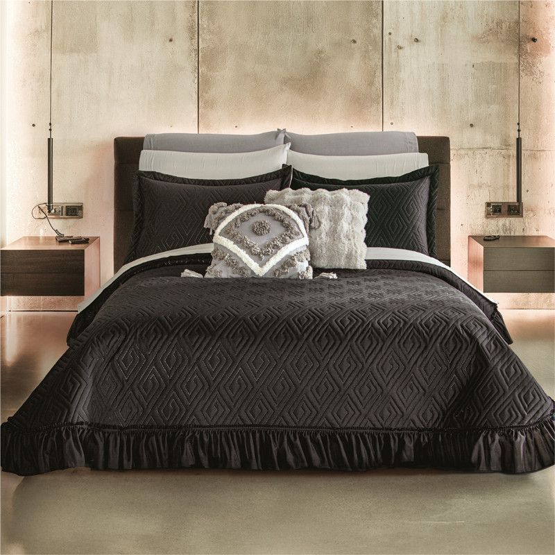 Colcha Neo Negro C/Holán King Size Poliéster Concord