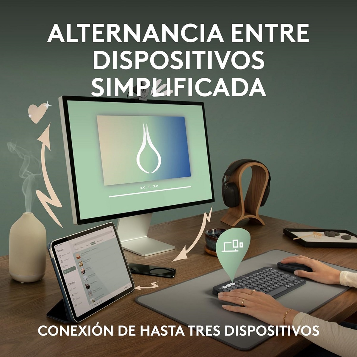 Teclado Logitech Bluetooth PEBBLE KEYS 2 K380S Rosado 920-011785