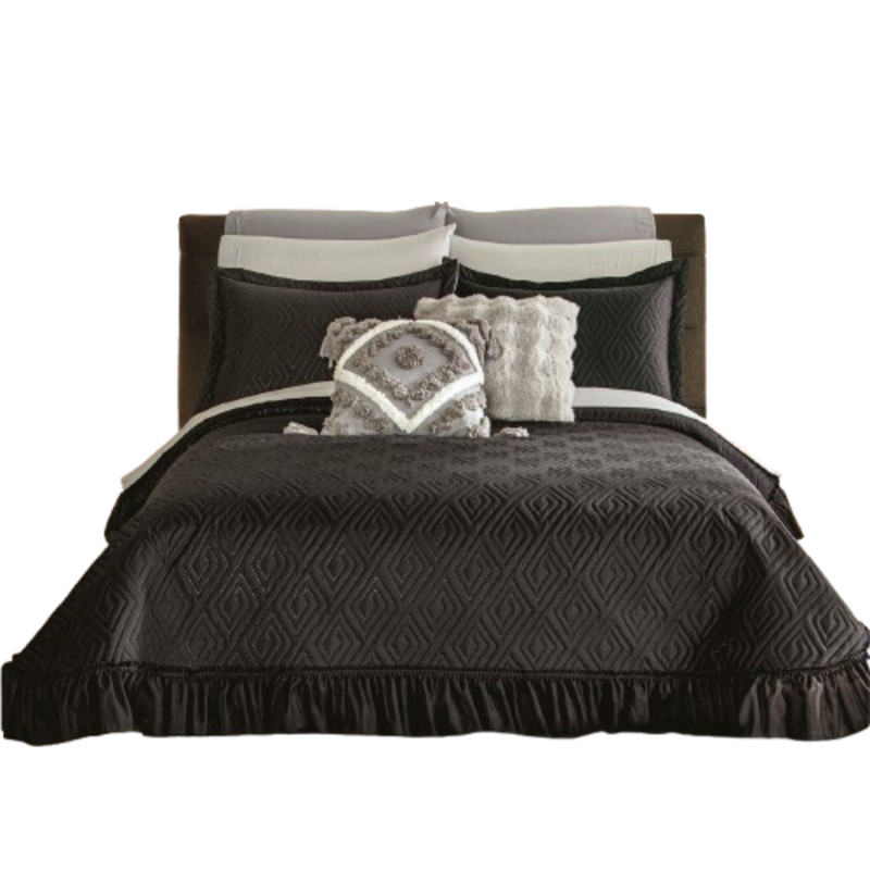 Colcha Neo Negra C/Holán Mat/Queen Size Poliéster Concord