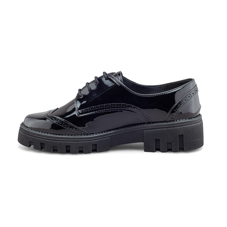 Bostoniano de Charol Negro para Mujer con Plataforma