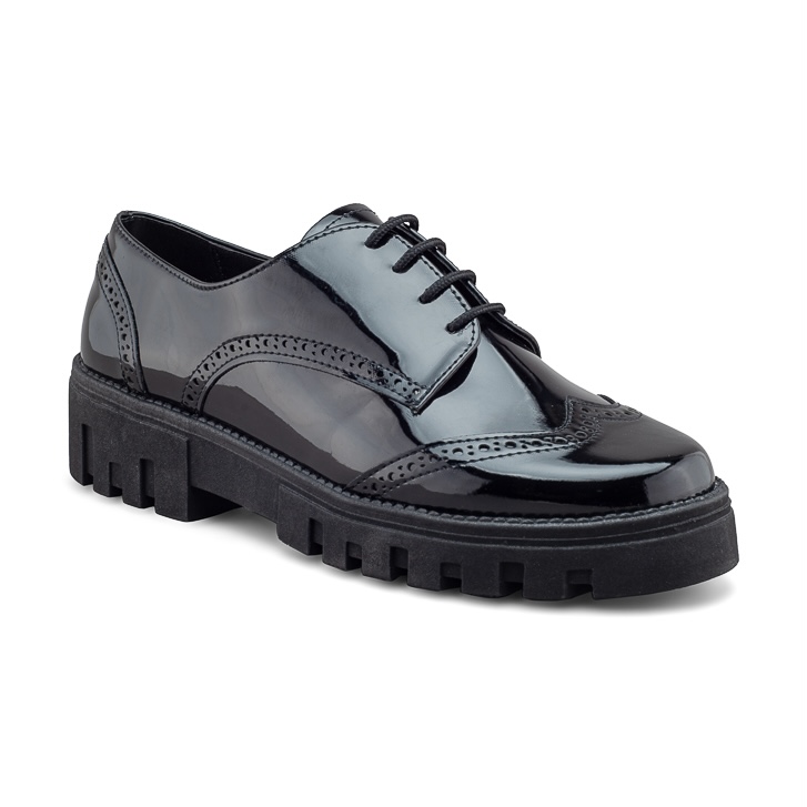 Bostoniano de Charol Negro para Mujer con Plataforma