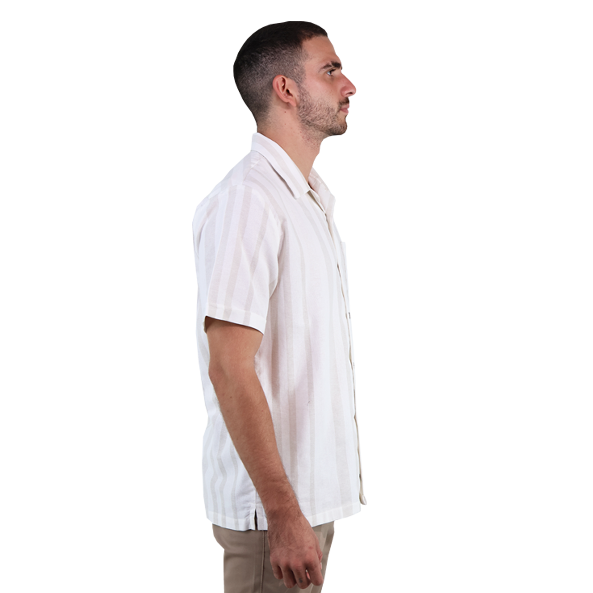 Camisa De Algodón Manga Corta Estilo Resort Estampado Arena Para Caballero