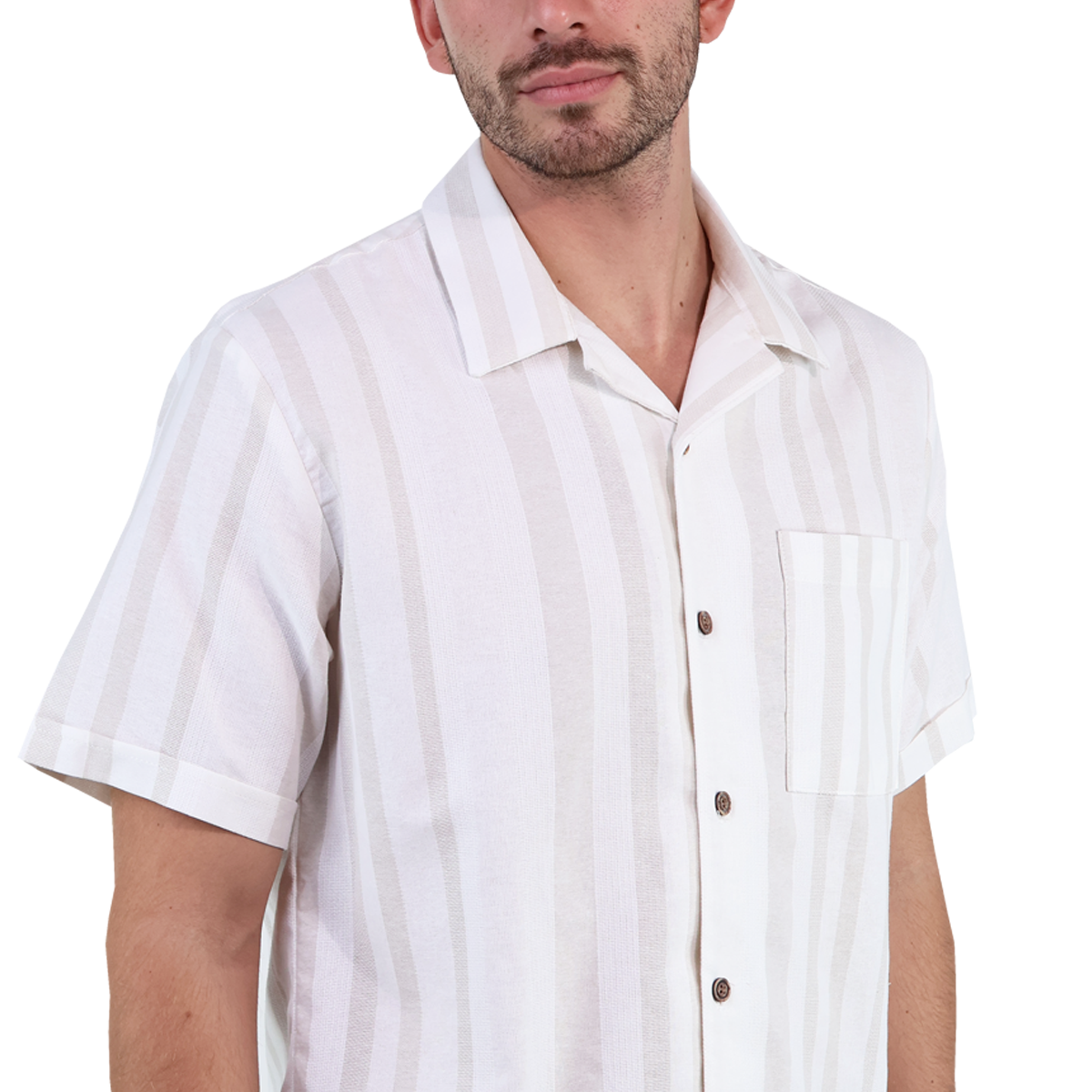Camisa De Algodón Manga Corta Estilo Resort Estampado Arena Para Caballero