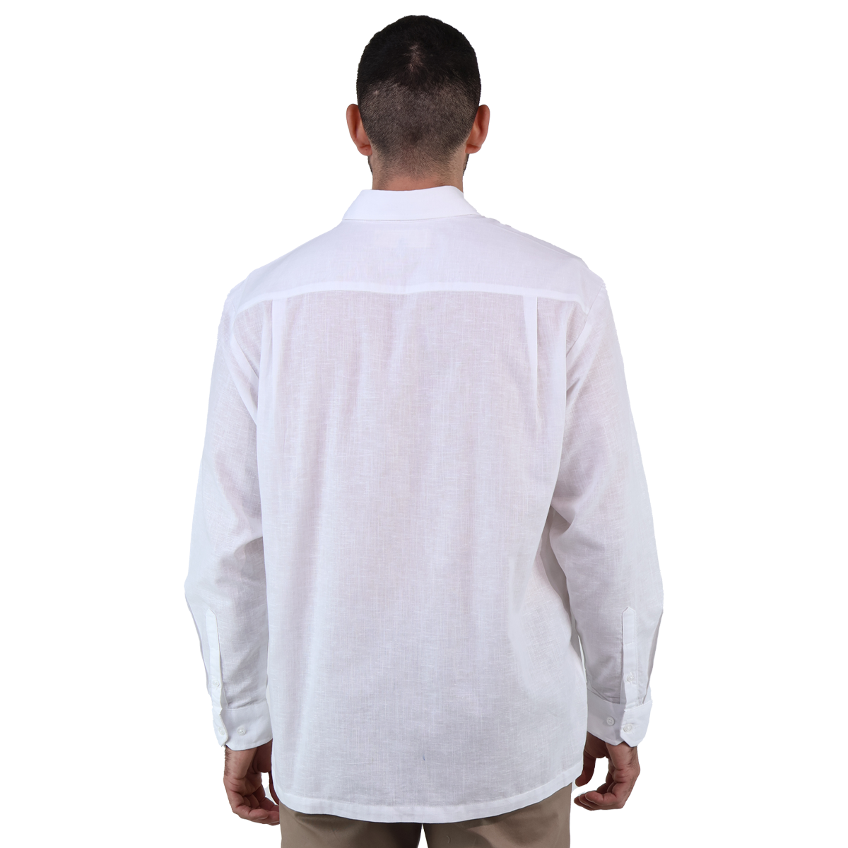 Guayabera Manga Larga Color Blanca Cuello Italiano Corte Clasico Para Caballero
