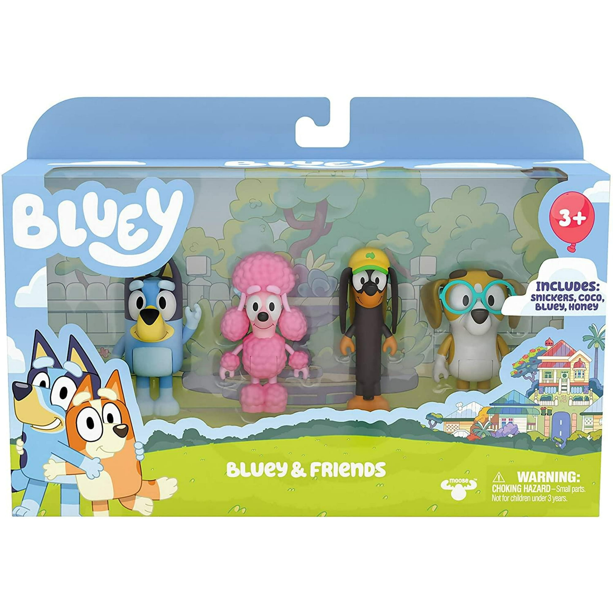 Figura Bluey Bluey Friends Paquete de 4 Figuras Coco Honey Snickers