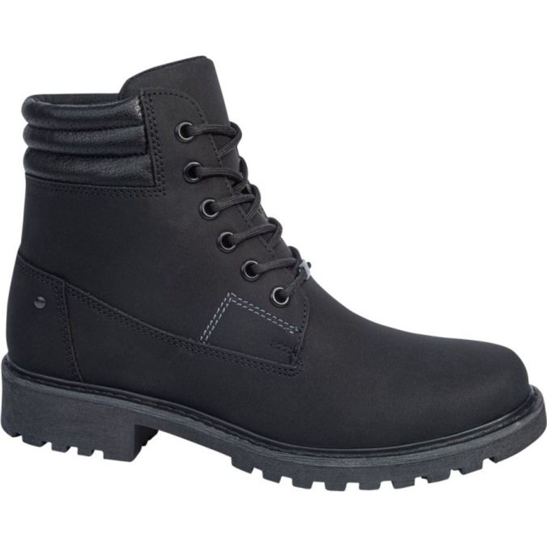 Botas para mujer, tipo hiker, con suela antiderrapante, con agujetas, acabado graso, marca Kebo, color negro, mod. 1178112