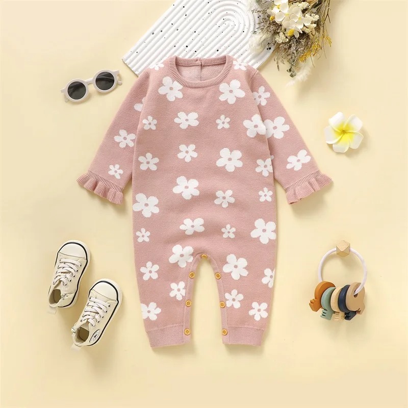 Suéter Bebe Mameluco Primavera con Estampado de Flores