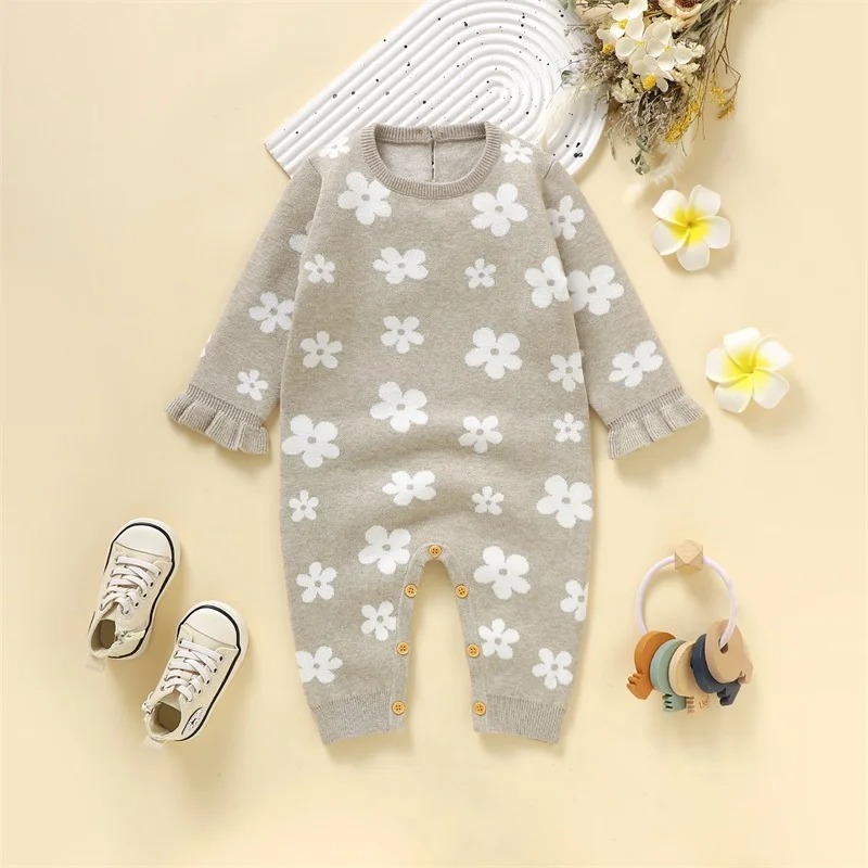 Suéter Bebe Mameluco Primavera con Estampado de Flores