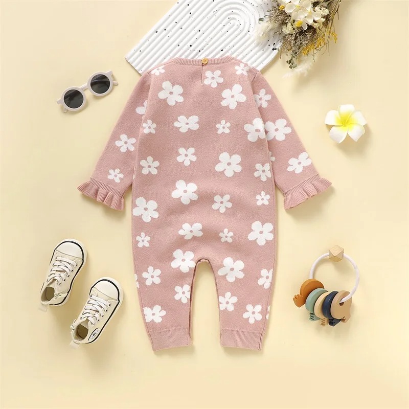 Suéter Bebe Mameluco Primavera con Estampado de Flores