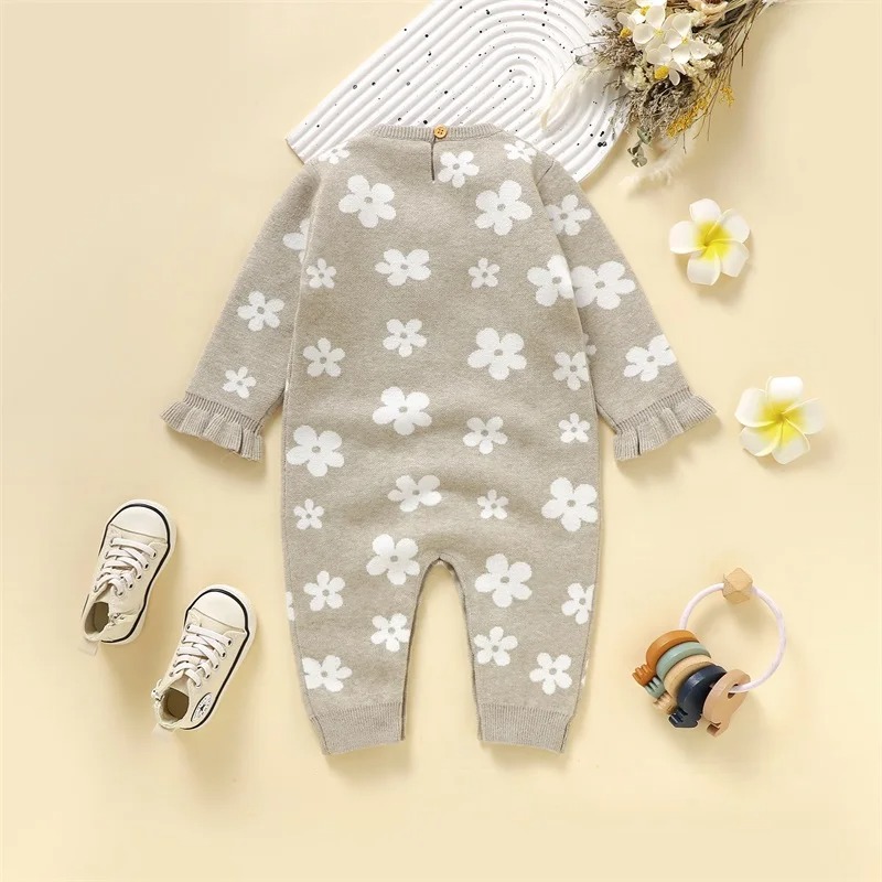 Suéter Bebe Mameluco Primavera con Estampado de Flores