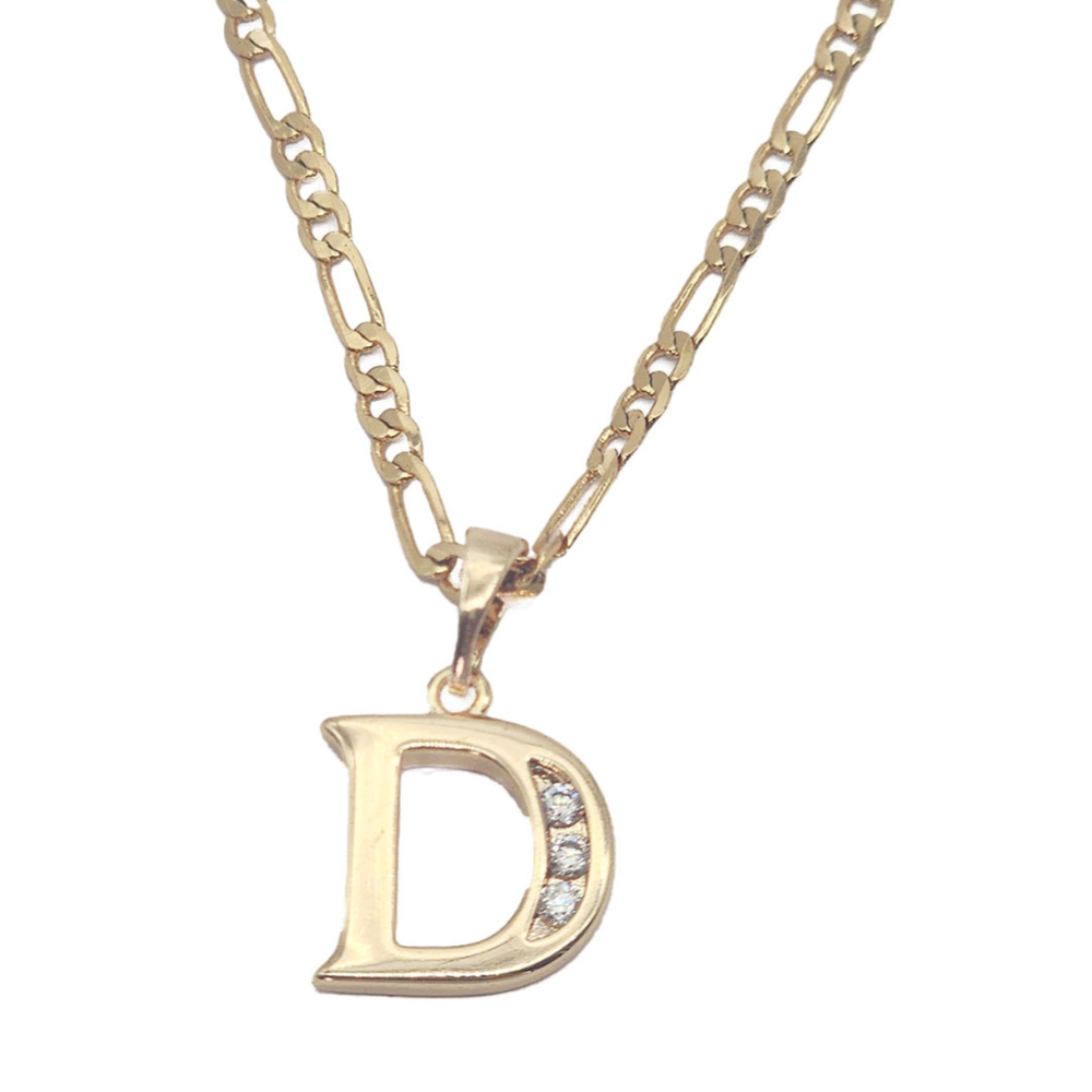 Cadena y dije de oro laminado letra D
