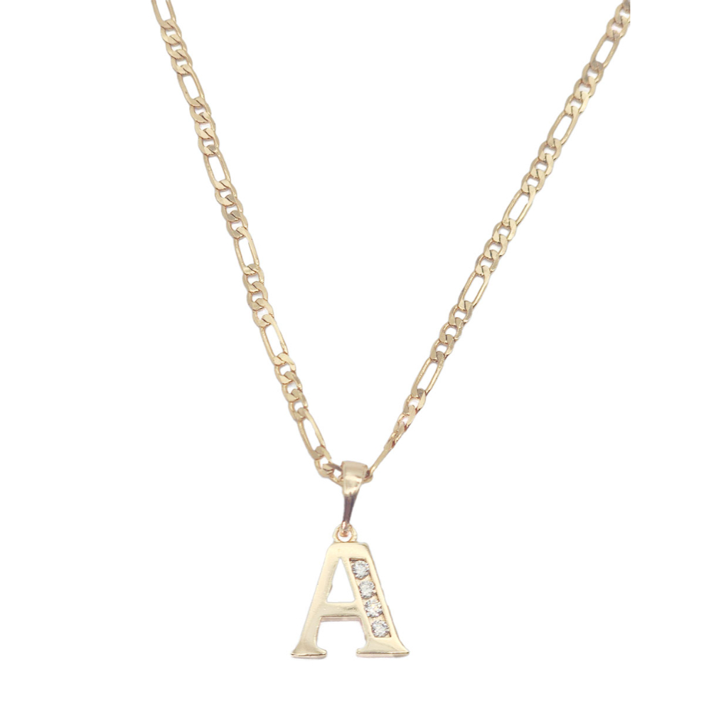 Cadena y dije de oro laminado letra A