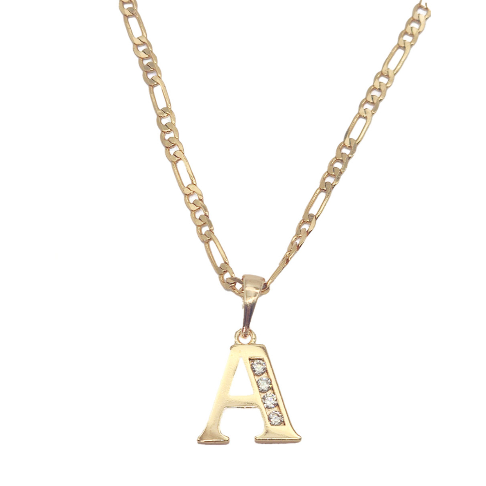 Cadena y dije de oro laminado letra A