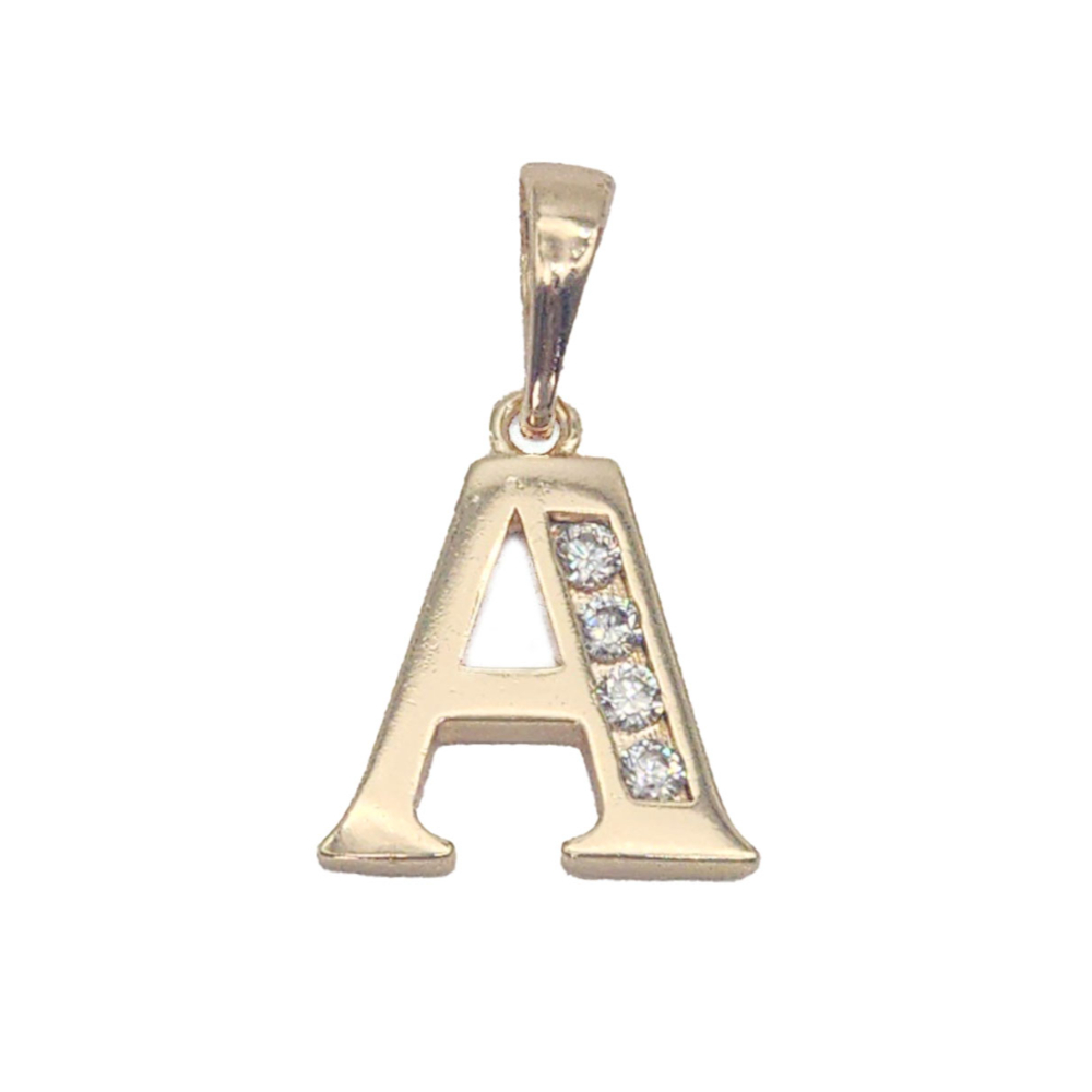 Cadena y dije de oro laminado letra A