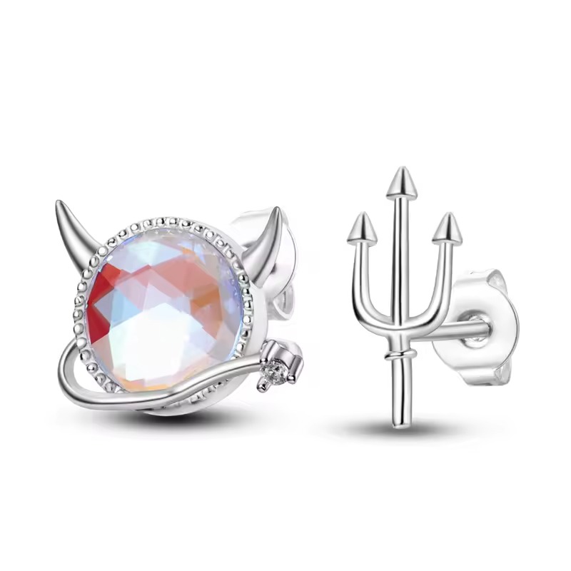 Aretes Pendientes Demonio Tridente Moda Fiesta Regalo