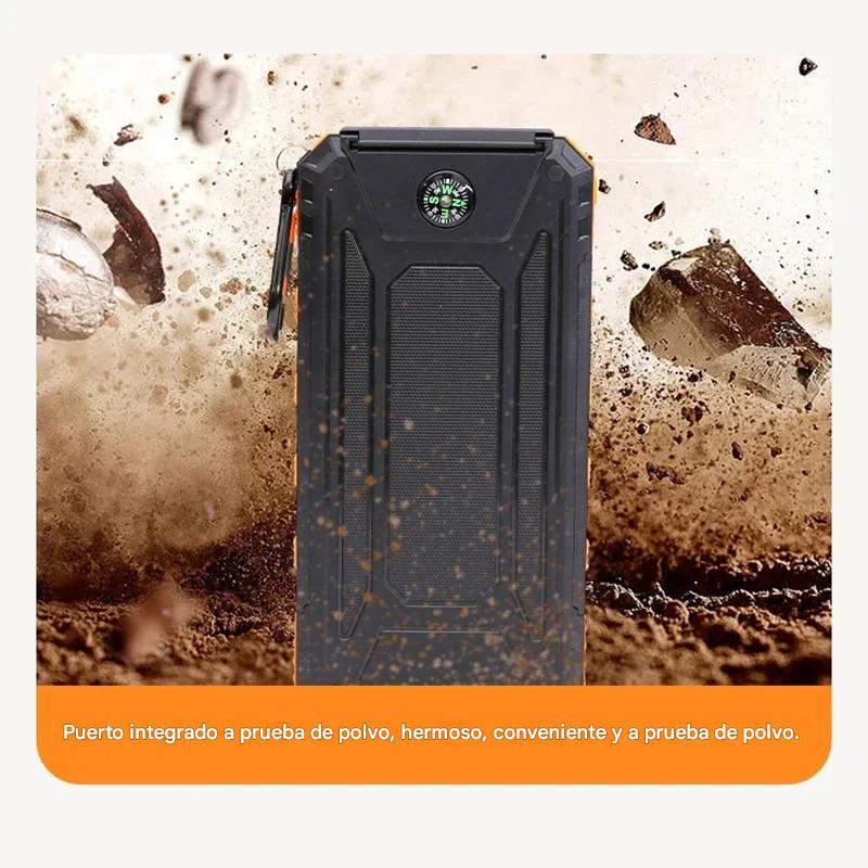 Banco energía Solar portátil 200000mAh verde tipo c usb rújula batería acampar aire libre deportes