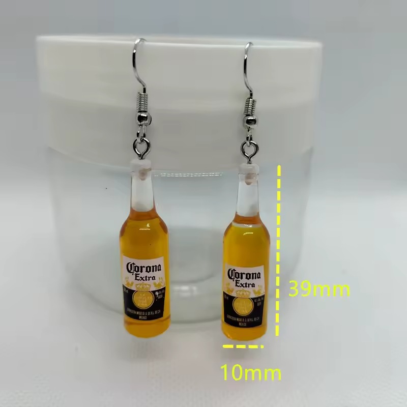 Aretes Pendientes Diseño Botella Cerveza Mexicana Moda Fiesta Regalo